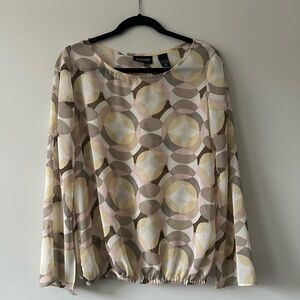 New York & Company Circular Pattern Blouse - Cream, Pink, Brown